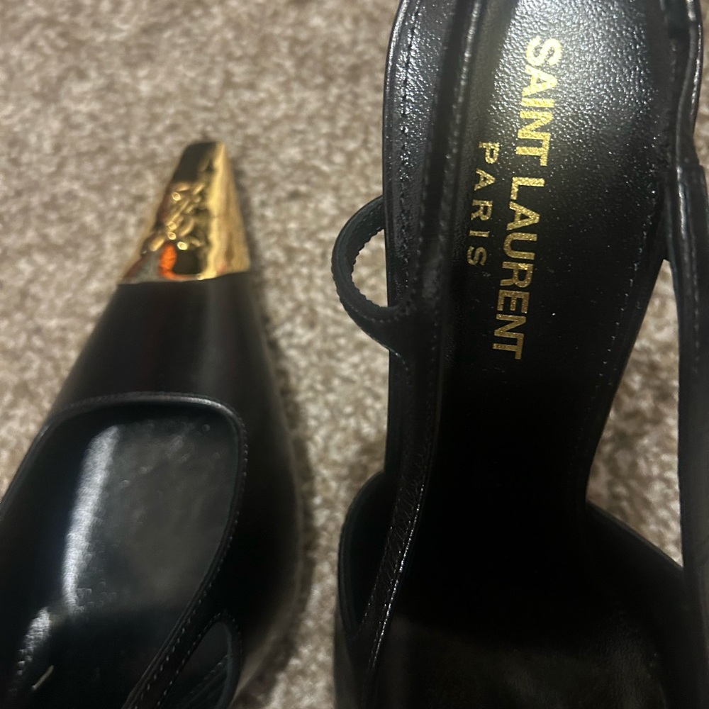 Saint Laurent Black Heels with Gold Tips Authentic, Never Worn - Picture 4 of 7